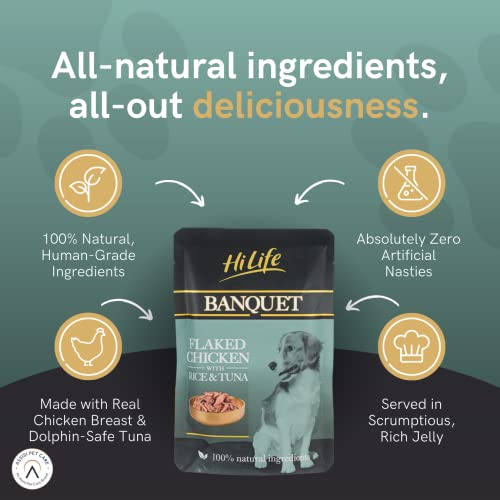 HiLife Banquet - Wet Dog Food - Flaked Chicken Breast, Rice, Liver, Veg - 100% Natural Ingredients