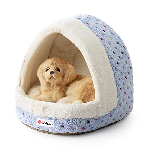 Tofern Cat Bed Small Dog Bed Pet Cave Bed For Puppy Kitten Rabbit Cute Fleece Igloo House for Small Dogs Indoor Cats Non-Slip Warm Washable Tent House