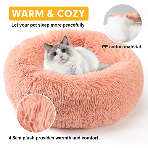 Vanansa Small Cat Bed for Indoor Cats, Self-Warming Donut kitty beds for Small Cats Improving Sleep and Keeping Warm, Washable Pet bed with Anti Slip Base