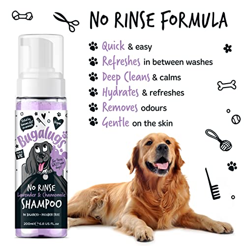 Dog Shampoo by Bugalugs lavender & chamomile 4 in 1 dog grooming shampoo products for smelly dogs with fragrance, best puppy shampoo, professional groom Vegan pet shampoo & conditioner