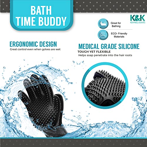 KENNELS & KATS Pet Grooming Glove | Pet Brush Glove | Premium De-shedding Glove for Easy, Mess-free Grooming with 260 Tips | Grooming Mitt For Dogs, Cats, Rabbits & Horses with Long/Short/Curly Hair