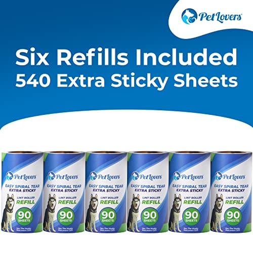 PetLovers Extra Sticky Lint Roller Mega Value Set 450 Sheets for Pet Hair Removal, Dog and Cat Lint Remover 5 Pack