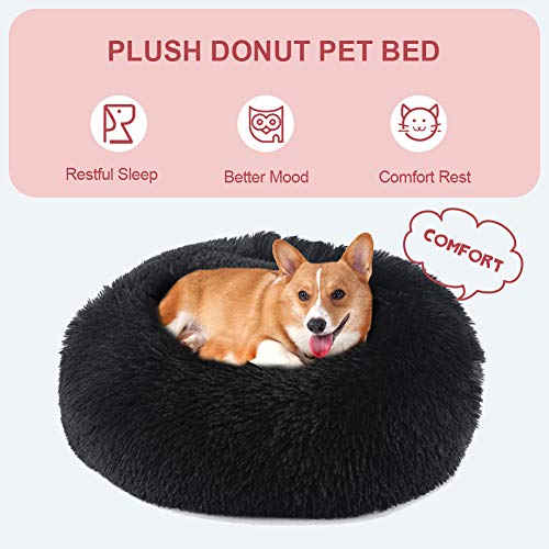Vanansa Small Cat Bed for Indoor Cats, Self-Warming Donut kitty beds for Small Cats Improving Sleep and Keeping Warm, Washable Pet bed with Anti Slip Base