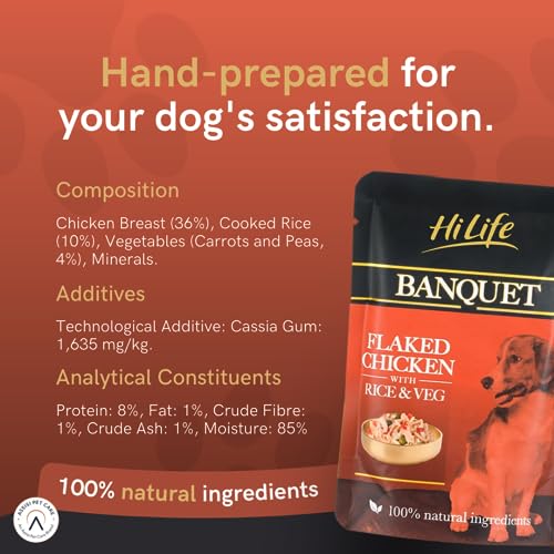 HiLife Banquet - Wet Dog Food - Flaked Chicken Breast, Rice, Liver, Veg - 100% Natural Ingredients
