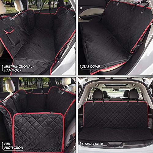 Dog Hammock for Car Back seat with Mesh Visual Window, Side Flaps with Zipper, Padded 4 Layers Waterproof Heavy Duty Dog Hammock with Storage Bag, Scratch Proof Nonslip Pet Car Seat Cover