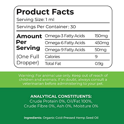 Pawsome Products® Calming Hemp Oil 30ml | Stress & Anxiety Supplement for Dogs & Pets | Hip & Joint Support | Healthy Skin | Sleep Aid | Omega 3, 6, 9 | Dog Multivitamin with Vitamin C, A, B, D, E