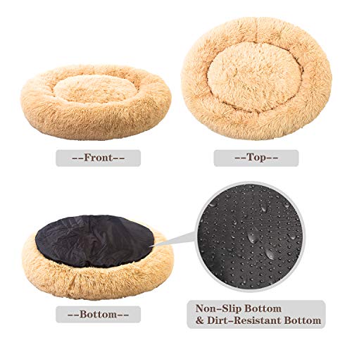 Mirkoo Round Dog Bed Cuddler Washable Round Pet Bed for Cats and Medium Dogs Comforting Dog Bed