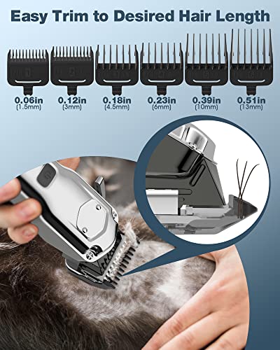 oneisall Dog Clippers for Grooming for Thick Heavy Coats/Low Noise Rechargeable Cordless Pet Shaver with Stainless Steel Blade /Waterproof Dog Shaver for Dogs Pets and Animals