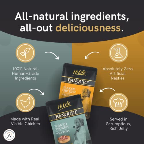 HiLife Banquet - Wet Dog Food - Flaked Chicken Breast, Rice, Liver, Veg - 100% Natural Ingredients
