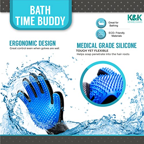 KENNELS & KATS Pet Grooming Glove | Pet Brush Glove | Premium De-shedding Glove for Easy, Mess-free Grooming with 260 Tips | Grooming Mitt For Dogs, Cats, Rabbits & Horses with Long/Short/Curly Hair
