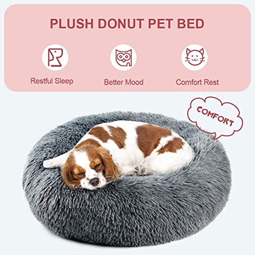 Vanansa Small Cat Bed for Indoor Cats, Self-Warming Donut kitty beds for Small Cats Improving Sleep and Keeping Warm, Washable Pet bed with Anti Slip Base