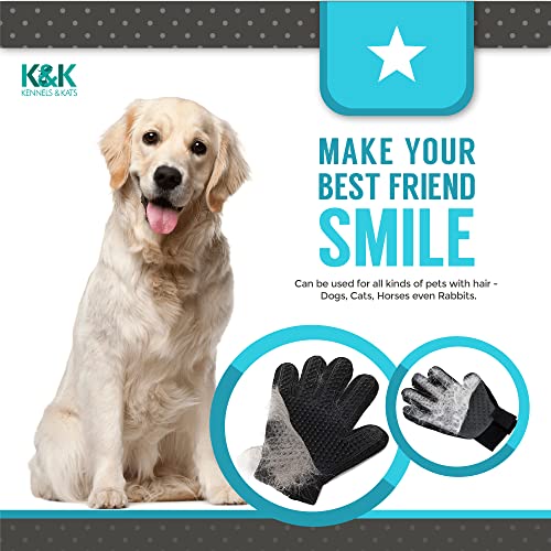 KENNELS & KATS Pet Grooming Glove | Pet Brush Glove | Premium De-shedding Glove for Easy, Mess-free Grooming with 260 Tips | Grooming Mitt For Dogs, Cats, Rabbits & Horses with Long/Short/Curly Hair