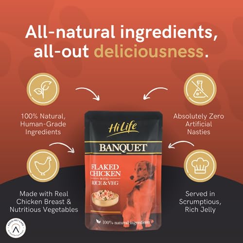 HiLife Banquet - Wet Dog Food - Flaked Chicken Breast, Rice, Liver, Veg - 100% Natural Ingredients