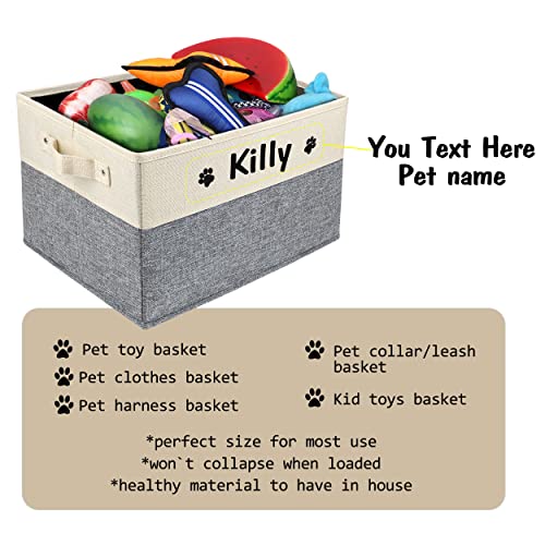 PET ARTIST Personalized Dog Toy Bin for Dog Toys Accessories - Foldable Dog Toy Basket Storage Box for Pet Toys,Dog Coat