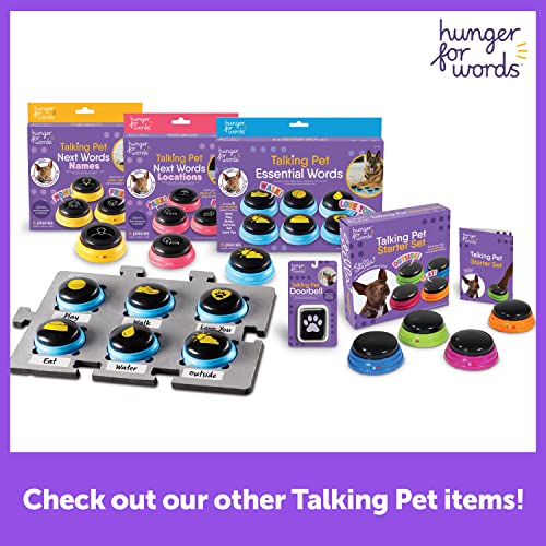Hunger for Words Talking Pet Starter Set, Recordable Buttons for Dogs, Talking Dog Buttons, Teach Your Dog to Talk