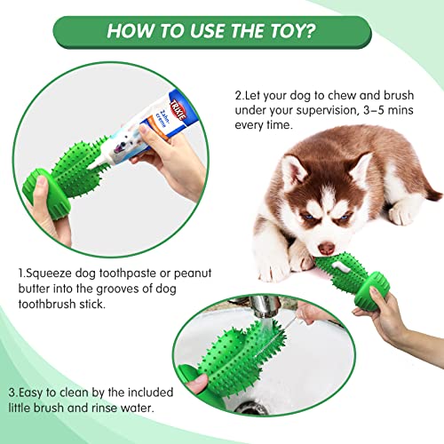 RUCACIO Dog Chew Toys, Tough Durable Dog Toothbrush Toys, Outdoor Interactive Dog Toys Dogs Dental Care Teeth Cleaning Toy, Puppy Dog Birthday Gifts