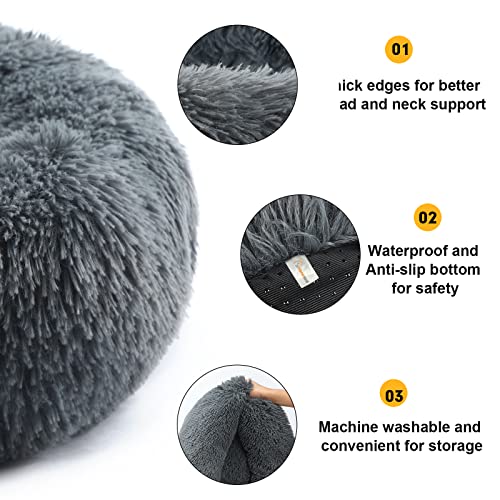 Vanansa Small Cat Bed for Indoor Cats, Self-Warming Donut kitty beds for Small Cats Improving Sleep and Keeping Warm, Washable Pet bed with Anti Slip Base