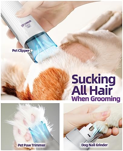 oneisall Dog Grooming Vacuum Kit,Dog Clippers, Suction 99% Pet Hair,Professional Dog Vacuum Groomer with 7 Pet Grooming Tools for Shedding Thick & Thin Dogs Cats Pet Hair