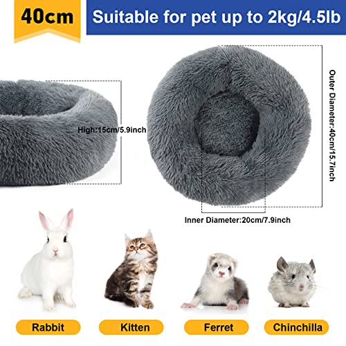 Vanansa Small Cat Bed for Indoor Cats, Self-Warming Donut kitty beds for Small Cats Improving Sleep and Keeping Warm, Washable Pet bed with Anti Slip Base