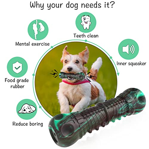 HETOO Dog Toys, Indestructible Tough Squeaky Dog Chew Toy For Aggressive Chewers Large Medium Breed Dog Toothbrush Dental Care