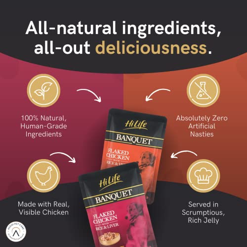 HiLife Banquet - Wet Dog Food - Flaked Chicken Breast, Rice, Liver, Veg - 100% Natural Ingredients