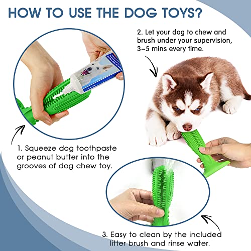 RUCACIO Dog Chew Toys, Tough Durable Dog Toothbrush Toys, Outdoor Interactive Dog Toys Dogs Dental Care Teeth Cleaning Toy, Puppy Dog Birthday Gifts