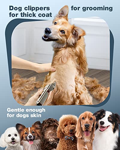 oneisall Dog Clippers for Grooming for Thick Heavy Coats/Low Noise Rechargeable Cordless Pet Shaver with Stainless Steel Blade /Waterproof Dog Shaver for Dogs Pets and Animals
