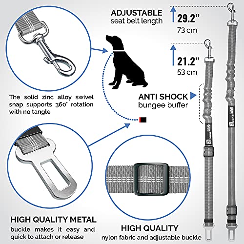 Seat Belt for dogs with Anti shock Bungee Buffer One of Important Car Travel Accessories for Dogs Adjustible, Elastic