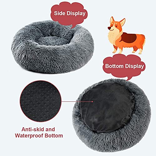 Vanansa Small Cat Bed for Indoor Cats, Self-Warming Donut kitty beds for Small Cats Improving Sleep and Keeping Warm, Washable Pet bed with Anti Slip Base