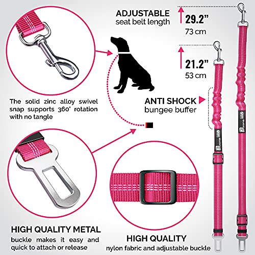Seat Belt for dogs with Anti shock Bungee Buffer One of Important Car Travel Accessories for Dogs Adjustible, Elastic