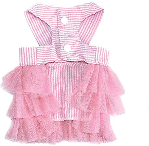 VANVENE Pet Dog Dresses for Small Dogs, Puppy Kitten Bowknot Striped Mesh Vest Tutu Princess Fancy Dress Skirt Apparel Supplies for Pomeranian Chihuahua Small Breed Dogs Cats Doggy