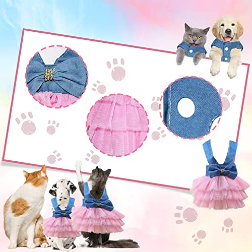 VANVENE Pet Dog Dresses for Small Dogs, Puppy Kitten Bowknot Striped Mesh Vest Tutu Princess Fancy Dress Skirt Apparel Supplies for Pomeranian Chihuahua Small Breed Dogs Cats Doggy