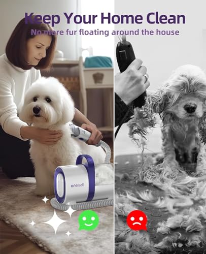 oneisall Dog Grooming Vacuum Kit,Dog Clippers, Suction 99% Pet Hair,Professional Dog Vacuum Groomer with 7 Pet Grooming Tools for Shedding Thick & Thin Dogs Cats Pet Hair
