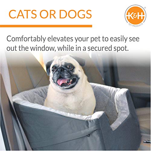 K&H Pet Products Bucket Booster Dog Car Seat with Dog Seat Belt for Car, Washable Small Dog Car Seat, Sturdy Dog Booster Seats for Small Dogs, Medium Dogs, 2 Safety Leashes