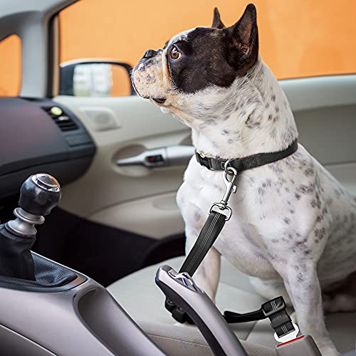Dog Seat Belts for Cars UK, 2 Pack Premium Car Seat Belt for Dogs Cats Pets, Adjustable Safety Heavy Duty Elastic Lead Harness for Cars with Elastic Nylon Bungee Buffer