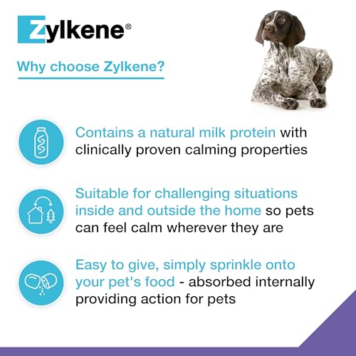 Zylkene Calming Supplements for Cats & Dogs up to 10kg 75mg | Promotes Relaxation | Helps Pets cope with Short-Term challenging situations: Loud Noises | Easily Administered | Capsules