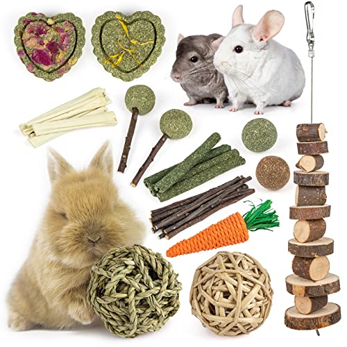 Labeol Rabbit Chew Toys 32 Pcs Timothy Hay Sticks Natural Small Animals Treat for Rabbits Guinea Pig Hamsters Chinchilla Rabbit Accessories Boredom Breaker