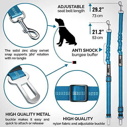 Seat Belt for dogs with Anti shock Bungee Buffer One of Important Car Travel Accessories for Dogs Adjustible, Elastic