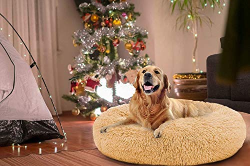 Mirkoo Round Dog Bed Cuddler Washable Round Pet Bed for Cats and Medium Dogs Comforting Dog Bed