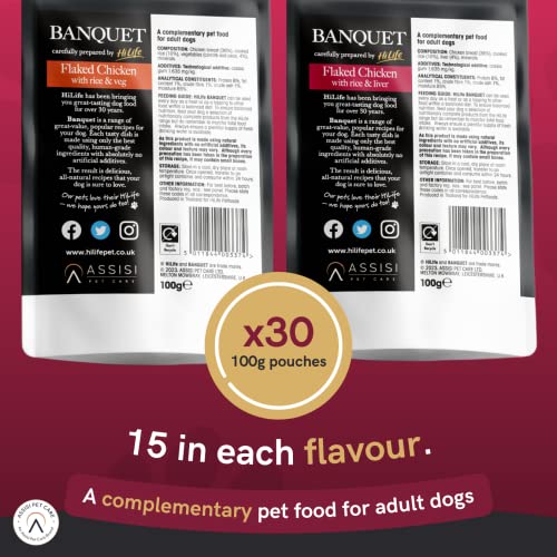 HiLife Banquet - Wet Dog Food - Flaked Chicken Breast, Rice, Liver, Veg - 100% Natural Ingredients