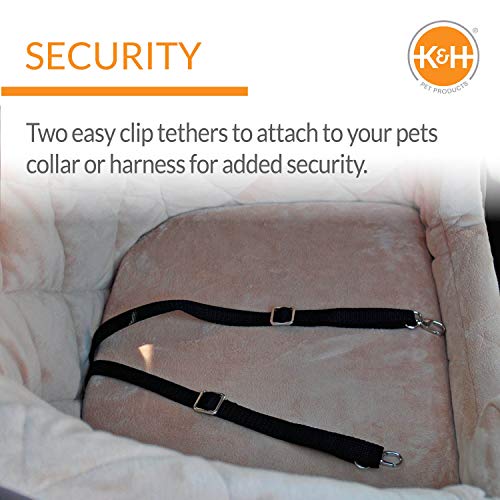 K&H Pet Products Bucket Booster Dog Car Seat with Dog Seat Belt for Car, Washable Small Dog Car Seat, Sturdy Dog Booster Seats for Small Dogs, Medium Dogs, 2 Safety Leashes
