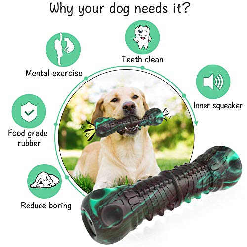 HETOO Dog Toys, Indestructible Tough Squeaky Dog Chew Toy For Aggressive Chewers Large Medium Breed Dog Toothbrush Dental Care