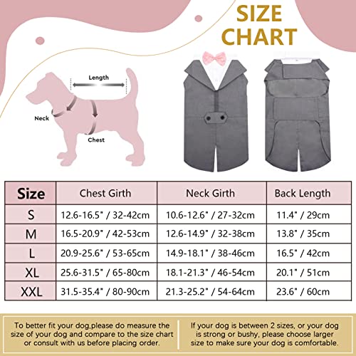 Dog Tuxedo Suit, Dog Clothes Coton Wedding Party Costume Puppy Formal Outfit Festival Shirt Coat Apparel with Detachable Bow Tie Bandana