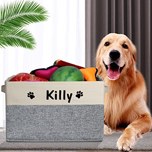PET ARTIST Personalized Dog Toy Bin for Dog Toys Accessories - Foldable Dog Toy Basket Storage Box for Pet Toys,Dog Coat