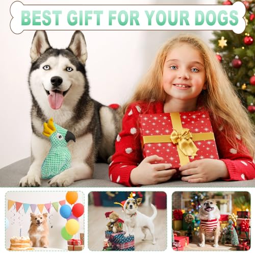 ROSAUI Dog Toys, 2PCS Plush Squeaky Cockatoo Dog Toy - Interactive and Dental Cleaning Pet Chew Toy for All Breed Sizes Dog
