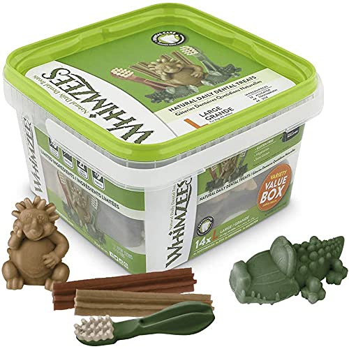 WHIMZEES By Wellness Variety Box, Mixed Shapes, Natural and Grain-Free Dog Chews, Dog Dental Sticks for Medium Breeds