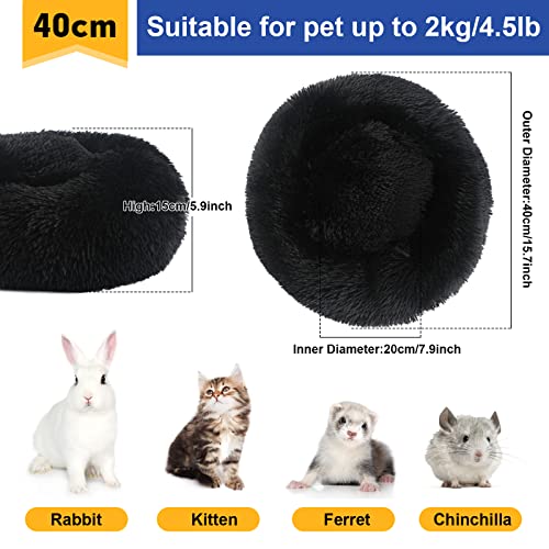 Vanansa Small Cat Bed for Indoor Cats, Self-Warming Donut kitty beds for Small Cats Improving Sleep and Keeping Warm, Washable Pet bed with Anti Slip Base