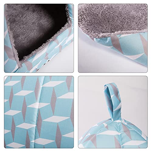 Hollypet Cat Bed Kitten Bed Self-Warming 2-in-1 Foldable Comfortable Igloo Triangle Pet Tent House