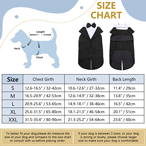 Dog Tuxedo Suit, Dog Clothes Coton Wedding Party Costume Puppy Formal Outfit Festival Shirt Coat Apparel with Detachable Bow Tie Bandana