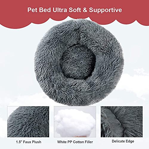 Vanansa Small Cat Bed for Indoor Cats, Self-Warming Donut kitty beds for Small Cats Improving Sleep and Keeping Warm, Washable Pet bed with Anti Slip Base